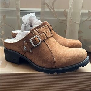 UGG Women's Lila Chestnut suede slide 7 NIB